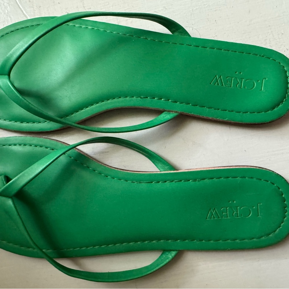J. Crew Green Sandals with Glossy Finish